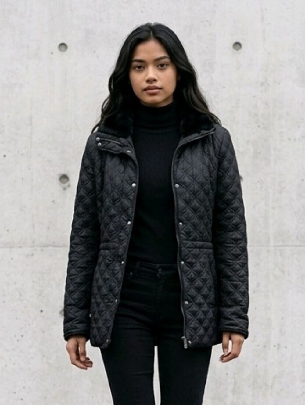 Marc New York black insulated zippered/snap jacket w flex cinch waist Sz S